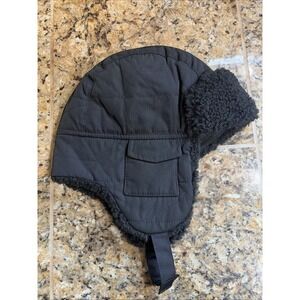NEXT Classic Black Sherpa Fleece Lined Trapper Hat Outerwear Unisex Youth 11-13Y